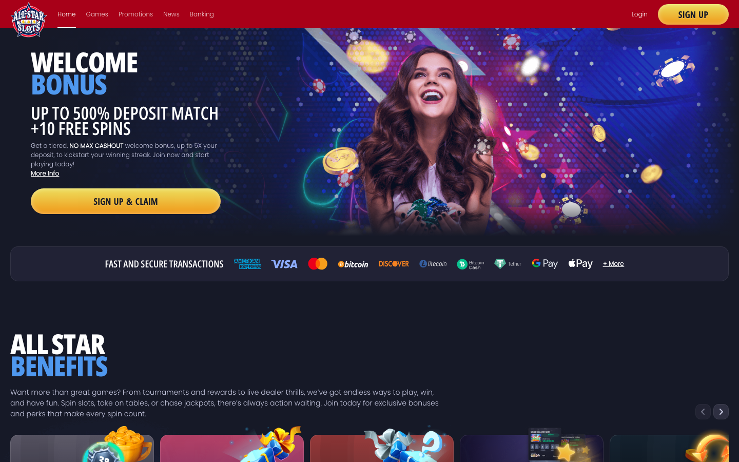 All Star Slots homepage