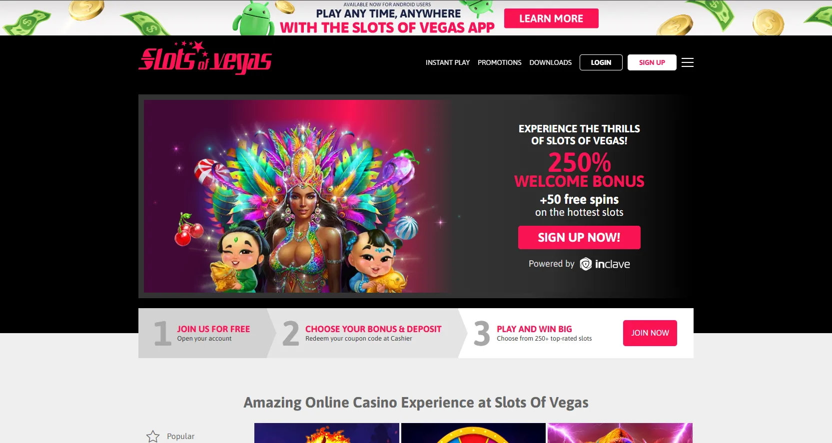 Slots of Vegas homepage